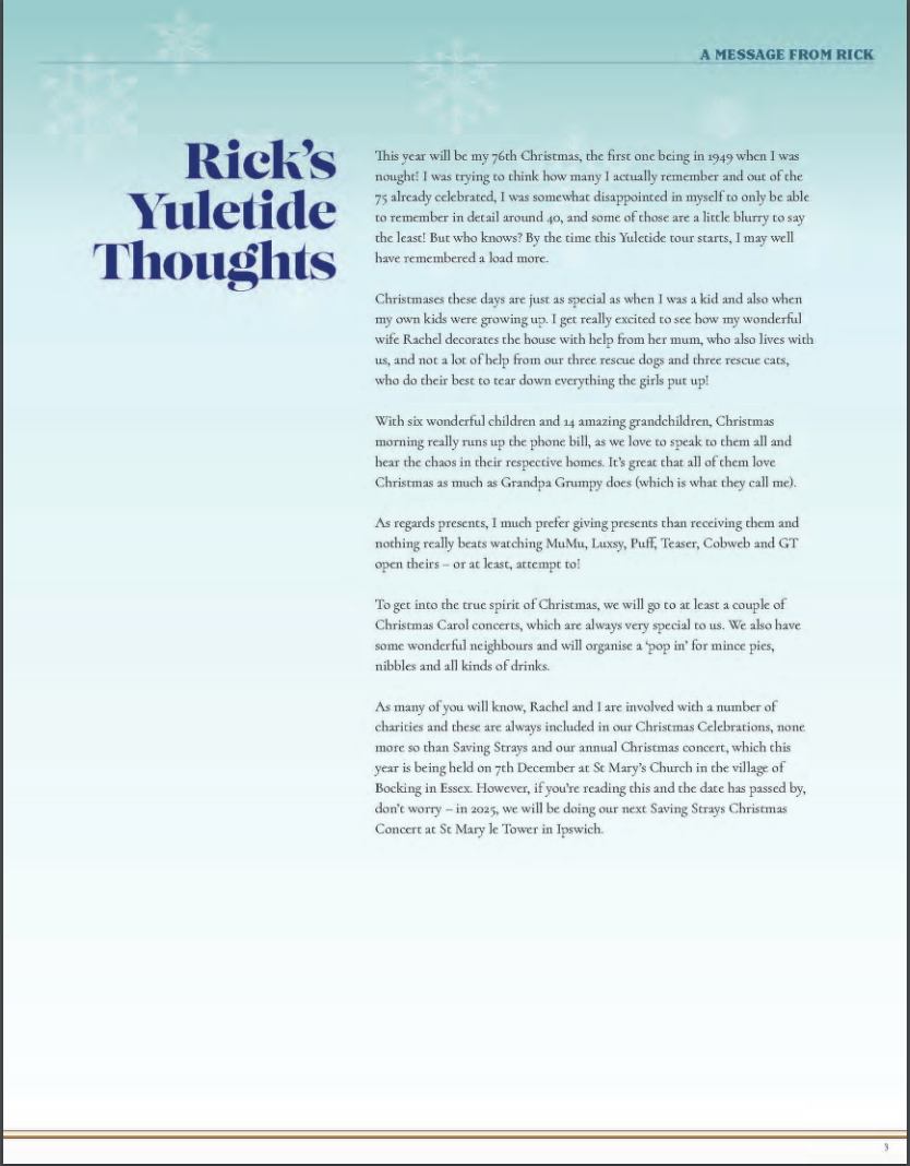 Rick Wakeman Xmas Programme